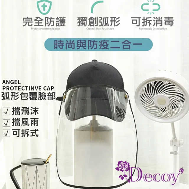 【Decoy】可拆透視 時尚中性防水防塵棒球帽(2色可選)