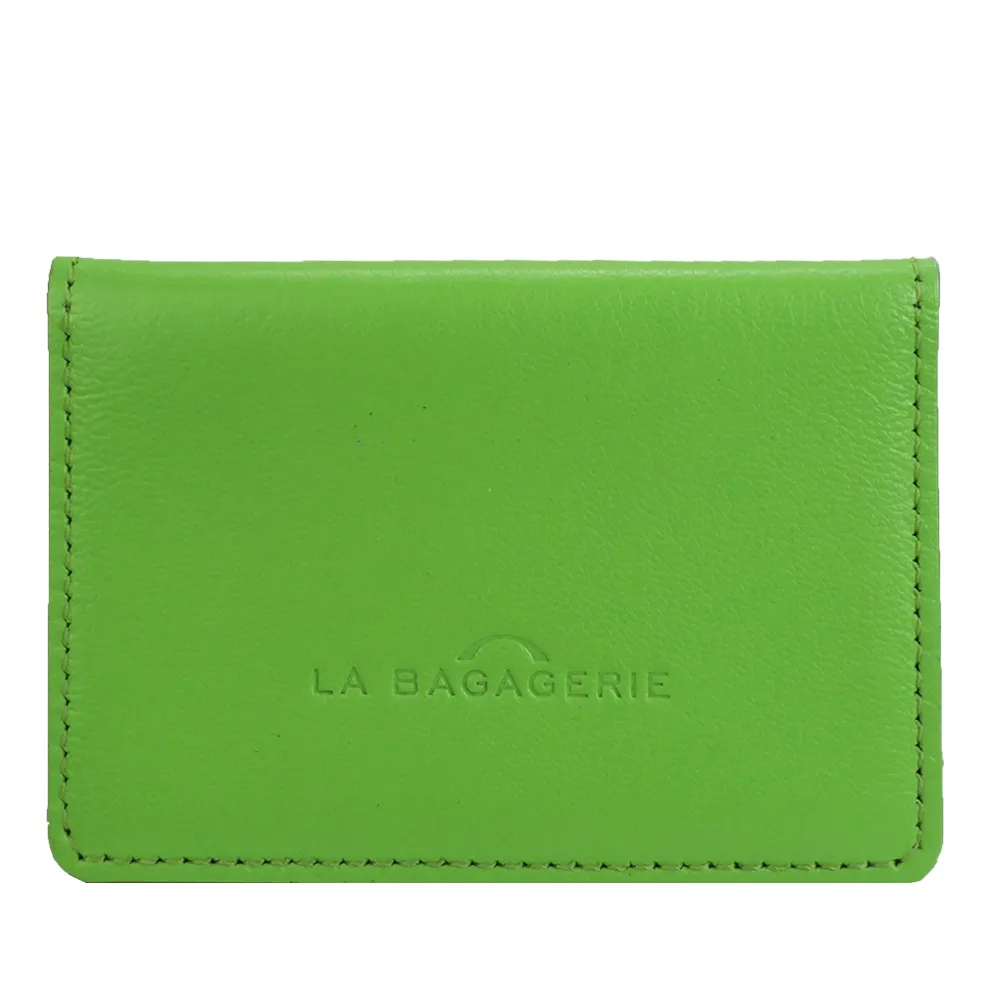 【LA BAGAGERIE】全牛皮雙折透明車票/證件夾(蘋果綠)