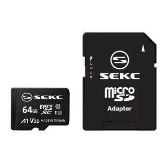 【SEKC】64GB MicroSDXC U3 V30 A1 記憶卡-附轉卡