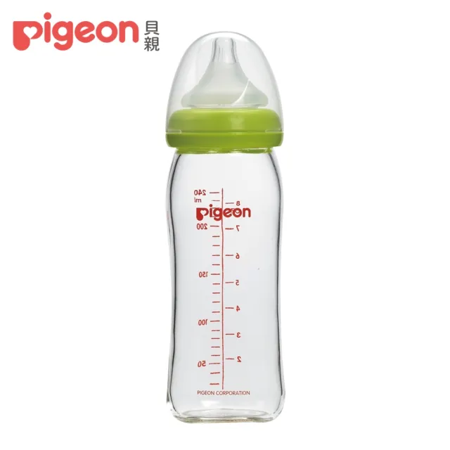 【Pigeon 貝親】寬口母乳實感玻璃奶瓶240ml(4色)