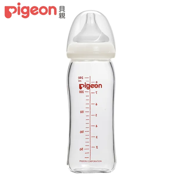 【Pigeon 貝親】寬口母乳實感玻璃奶瓶240ml(4色)