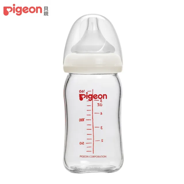 【Pigeon 貝親】寬口母乳實感玻璃奶瓶160ml(4色)