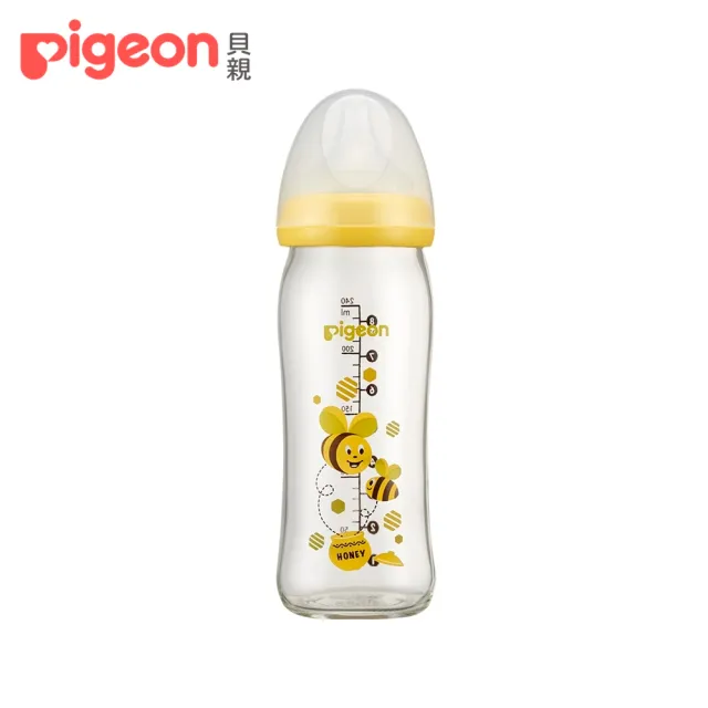 【Pigeon貝親 官方直營】寬口母乳實感彩繪玻璃奶瓶240ml(2款)