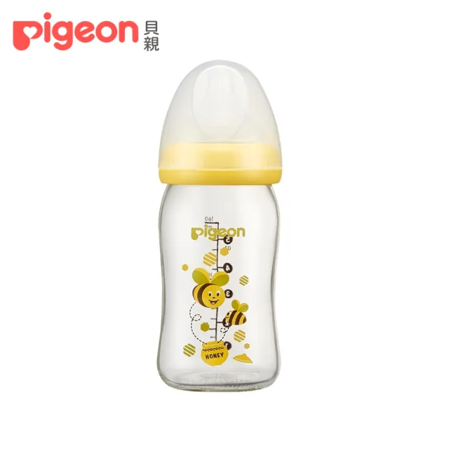 【Pigeon貝親 官方直營】寬口母乳實感彩繪玻璃奶瓶160ml(2款)