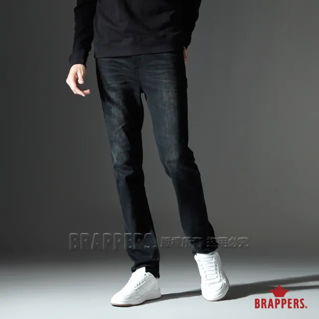 【BRAPPERS】男款 HM-中腰系列-黑色丹寧彈性直筒褲(黑)