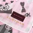 【CLATHAS】經典燙金LOGO滿版愛心時尚淑女帕巾領巾(粉紅色)