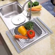 【CAXXA】304不銹鋼矽膠包覆廚房水槽瀝水架-大(瀝水架/碗盤架/隔熱墊/收納架/)
