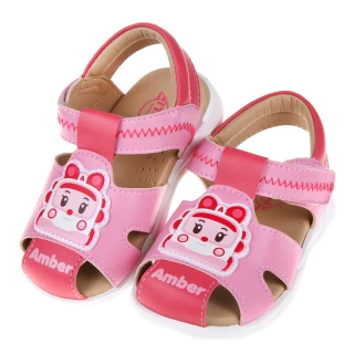 【布布童鞋】POLI救援小英雄安寶粉紅色寶寶皮質護趾涼鞋(B0L123G)