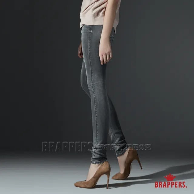 【BRAPPERS】女款 新美腳 ROYAL系列-中低腰彈性酷黑灰窄管褲(黑灰)