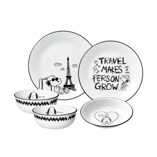 【CorelleBrands 康寧餐具】SNOOPY 冒險旅程5件式碗盤組(E02)