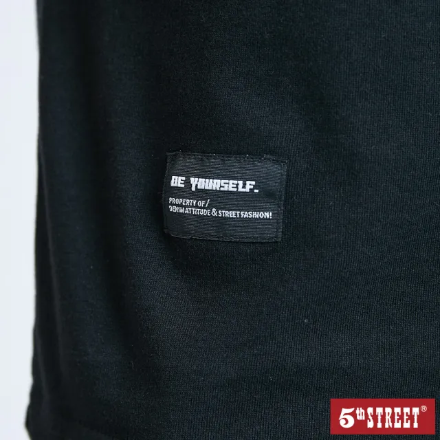 【5th STREET】男刺繡字體短袖T恤-黑色