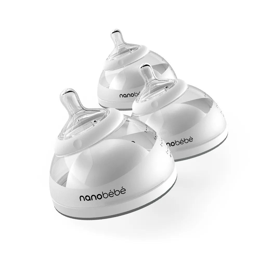 【nanobebe】母乳奶瓶 150ml - 3入- 太空灰(新生兒必備)