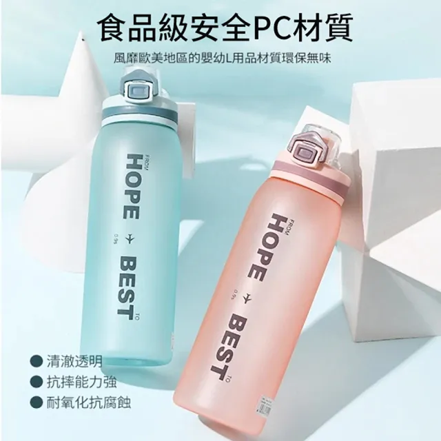 【ANTIAN】防摔運動水壺 密封防漏磨砂透明水瓶 戶外旅行水杯(900ml大容量)