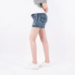 【Gennies 奇妮】刷破造型牛仔短褲-藍(孕婦褲 牛仔褲 後雙口袋 一體成型 無痕褲頭)