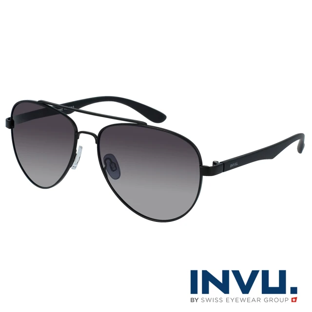 【INVU】瑞士極簡飛行員框偏光太陽眼鏡(啞光黑 B1013C)
