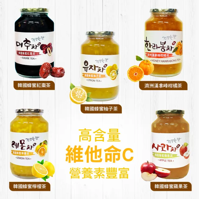 【韓國柚和美】傳統水果茶1kgx2罐任選(柚子茶/檸檬茶/百香果柚子茶)