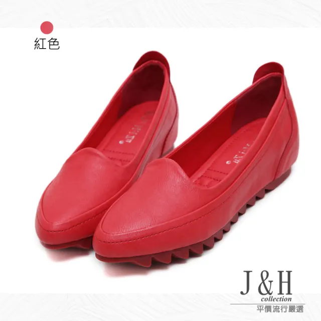 【J&H collection】舒適柔軟豆豆淺口防滑平底休閒鞋(現+預  黑色 / 灰色 / 紅色 / 杏色)