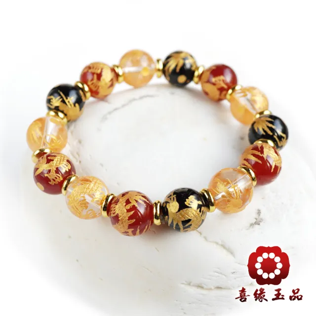 【喜緣玉品】龍天護佑 莊嚴金雕 寶石念珠