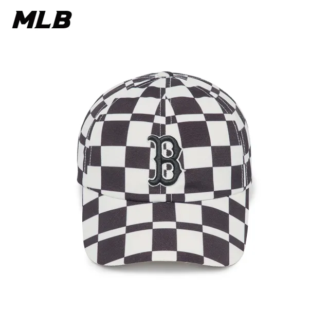 【MLB】可調式軟頂棒球帽 Checkerboard系列 波士頓紅襪隊(3ACPCC13N-43BKS)