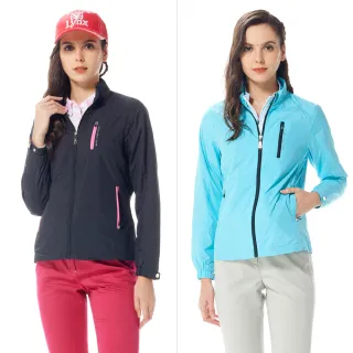 【Lynx Golf】女款內刷毛保暖防風素面造型胸袋拉鍊款長袖外套(二色)