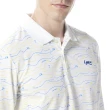 【Lynx Golf】男款吸濕排汗滿版亮色系線條球車果嶺圖樣印花長袖POLO衫/高爾夫球衫(白色)