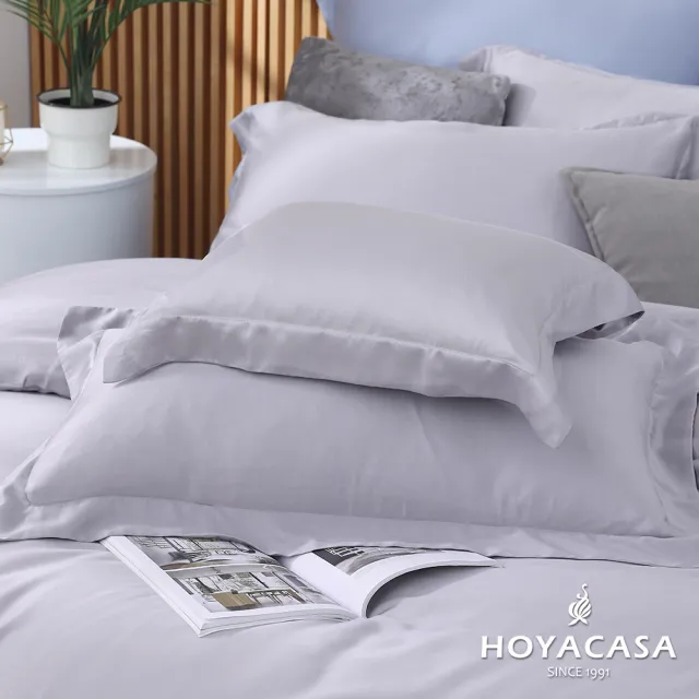 【HOYACASA】60支天絲被套床包組-法式簡約(加大-薄霧灰)