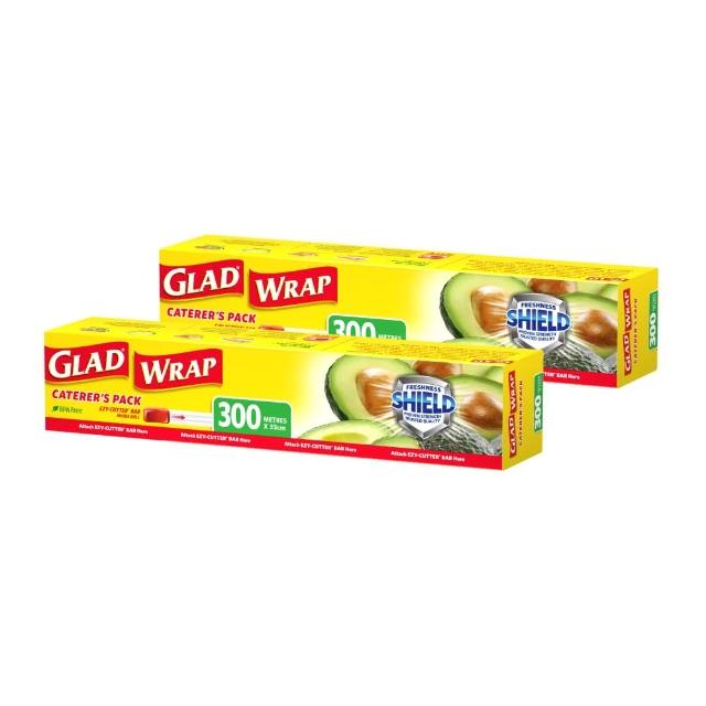 【GLAD】美國品牌GLAD PE保鮮膜33cmx300m 2入組(食品級PE材質 無塑化劑BPA FREE)