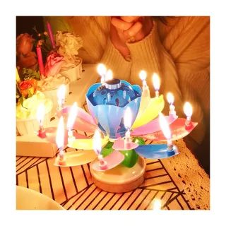生日驚喜蓮花旋轉音樂蠟燭2入(生日派對 氣球佈置 造型 蛋糕蠟燭 驚喜蠟燭)