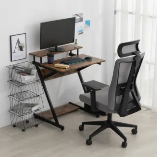 【IDEA】鐵木Z型加高仿木雙層電腦桌/辦公桌(70CM書桌)