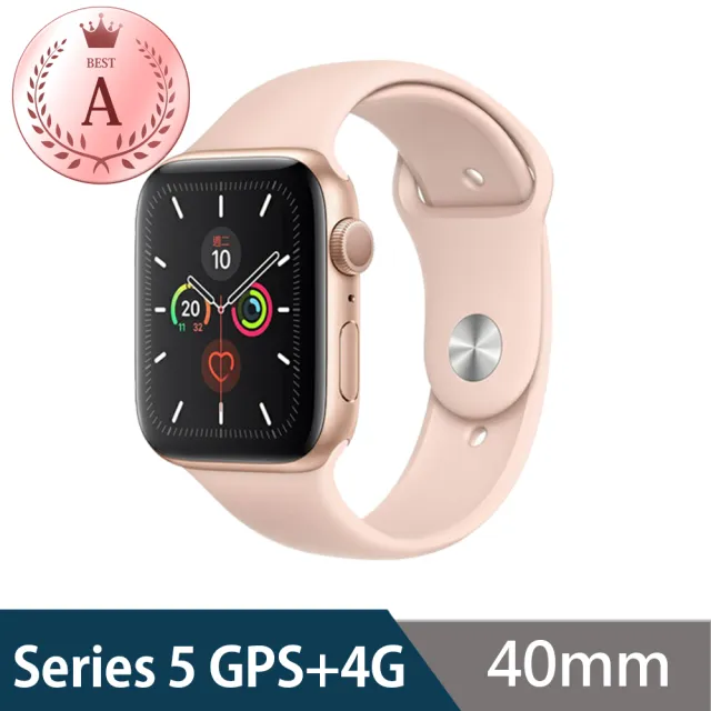 Apple】A級福利品Apple Watch Series 5 40公釐GPS版+4G(金色鋁金屬錶殼