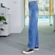 【gozo】皮標修身直筒牛仔褲(兩色)
