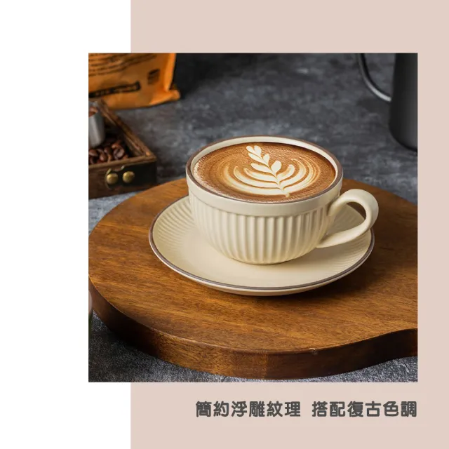 【渥思】職人手作條紋咖啡杯盤組(咖啡杯組.下午茶杯盤.點心盤)