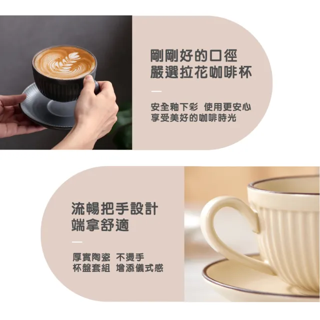 【渥思】職人手作條紋咖啡杯盤組(咖啡杯組.下午茶杯盤.點心盤)