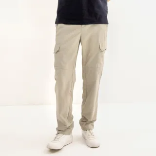 【Hang Ten】男裝-REGULAR FIT提織口袋吸濕排汗長褲(灰)
