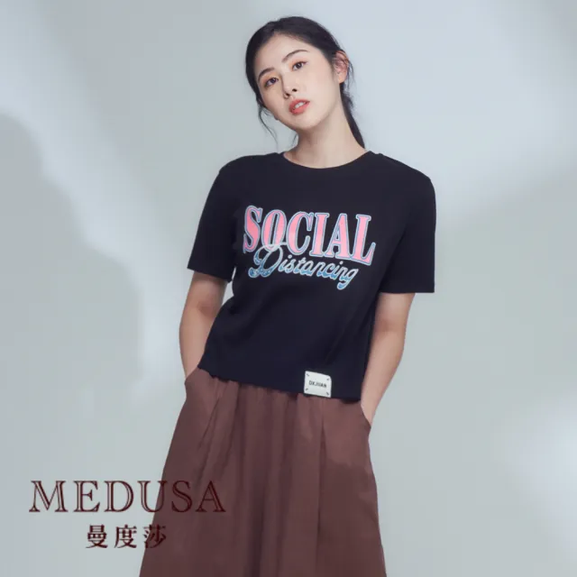 【MEDUSA 曼度莎】現貨-ICare 美式復古 Social 短版T恤 - 2色（F）｜女短袖 短版上衣 休閒上衣(107-20201)