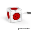【WUZ 屋子】PowerCube 擴充3M延長線(5個插座/紅)
