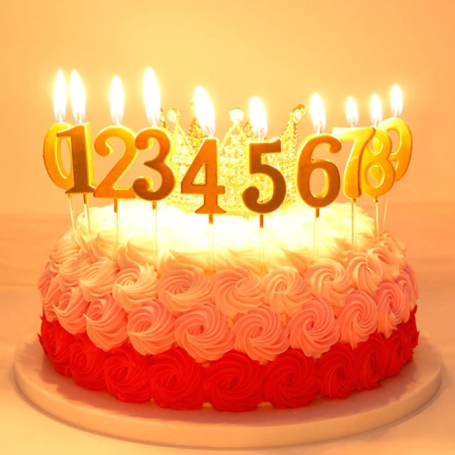 派對佈置金色數字蛋糕蠟燭2入(生日派對 氣球佈置 造型 蠟燭 告白 週年紀念)