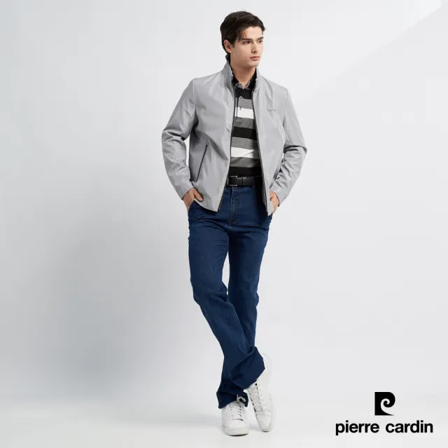 【pierre cardin 皮爾卡登】網路獨家 男款 防風防撥水格紋立領夾克外套-灰色(7215663-92)