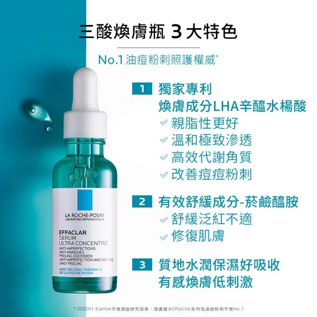 【理膚寶水】痘印掰掰組雙星組★極效三重酸煥膚精華30ml+全面修復霜 40ml_D(煥膚去粉刺)