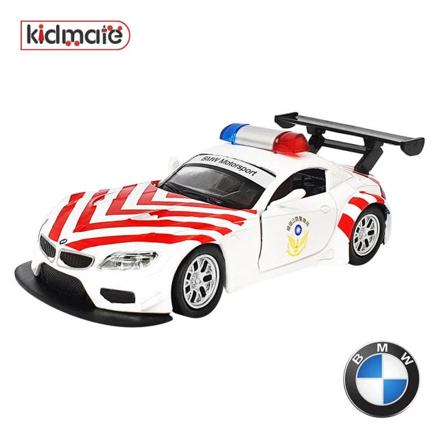 KIDMATE 1:43彩繪合金車 BMW Z4國道警車(正版授權 迴力車模型玩具車 紅斑馬限定彩繪)