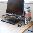 【日本COLLEND】WIRE 鋼製多功能螢幕鍵盤收納架-附側邊雜誌架(螢幕架/桌上型顯示器增高置物架)