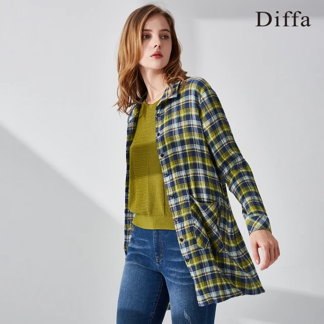 Diffa 歐風幾何圖案設計連帽針織衫-女優惠推薦