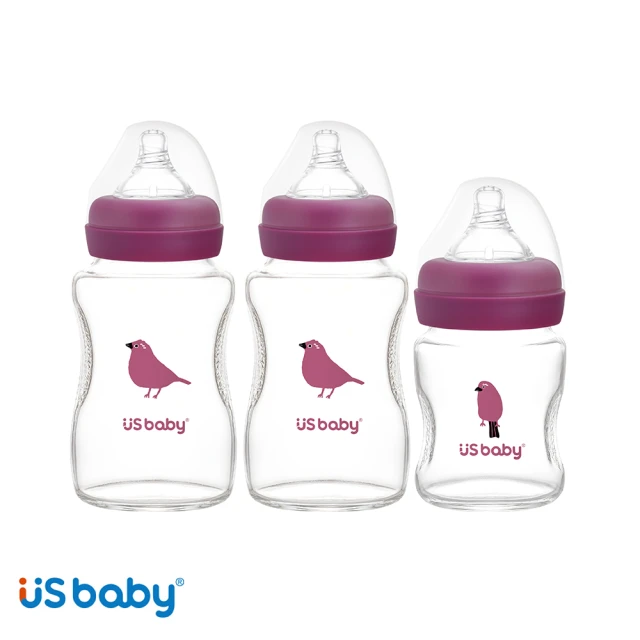 US BABY 優生 真母感愛地球寬口徑玻璃奶瓶(2大1小)