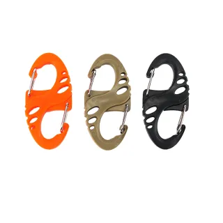 【捷華】戰術鏤空8字扣 單入(輕量S型登山扣 塑鋼水壺扣 蛋型安全扣 外掛扣環 安全扣 8字型登山扣)