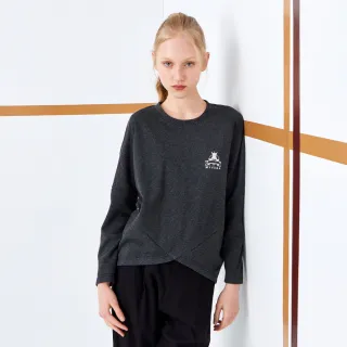 【MYVEGA 麥雪爾】MA人字紋落肩多剪裁上衣-深灰