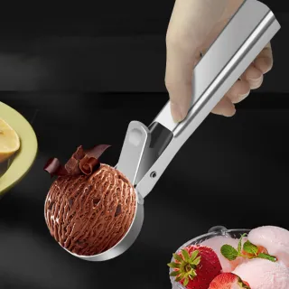 【Dagebeno荷生活】430不鏽鋼按壓彈起冰淇淋勺家用挖冰淇淋加長冰勺(大小號各1入)