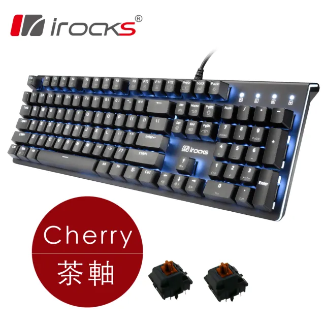 【i-Rocks】K75M 黑上蓋單色背光機械式鍵盤