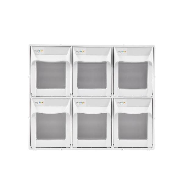 【livinbox 樹德】快取分類盒-6格 FO-306(透明快取/可堆疊/收納盒/小物分類)