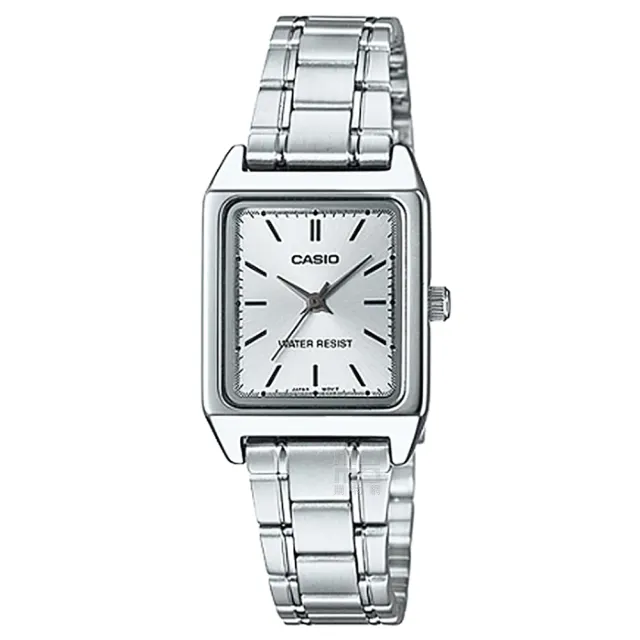 【CASIO 卡西歐】卡西歐石英方形鋼帶女錶-銀色(LTP-V007D-7E 台灣公司貨)