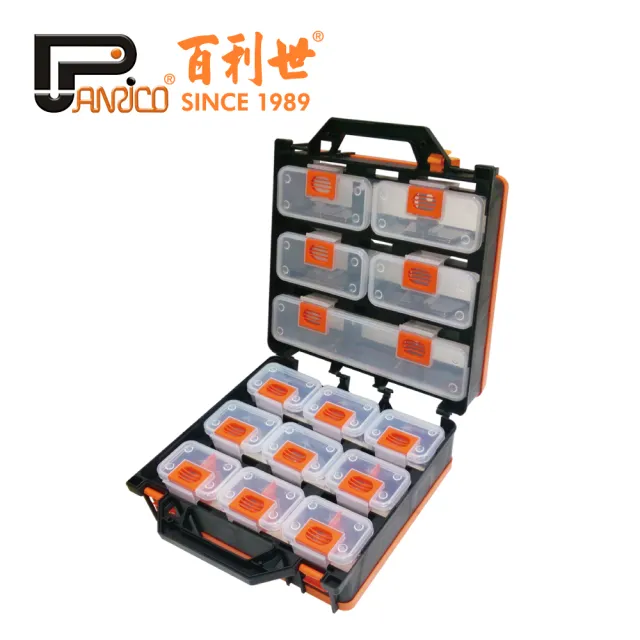 【Panrico 百利世】14件組零件箱/4隔板+起子座(整理箱 收納箱 零件盒)